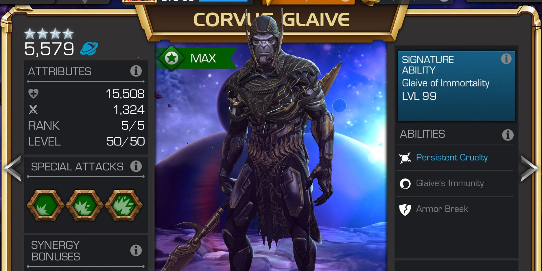 Corvus Glaive in Marvel Contest of Champions.