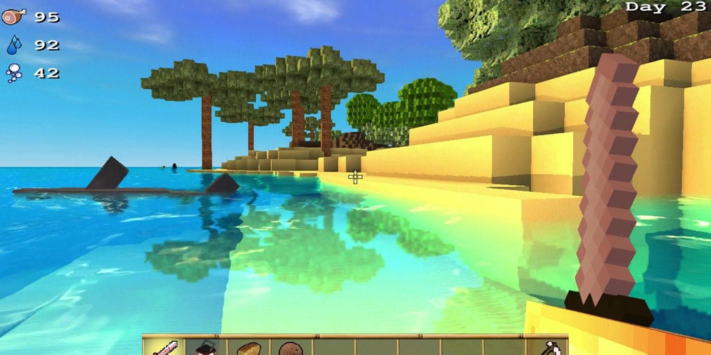 Cube Life survival island beach front with trees