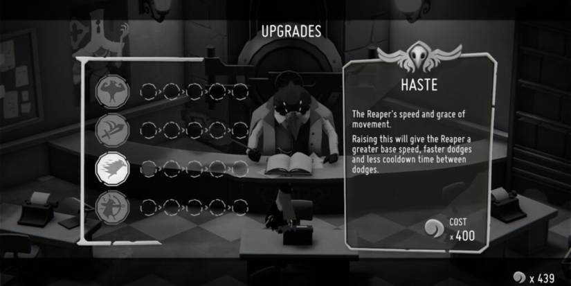 Stat upgrade window from Death's Door.