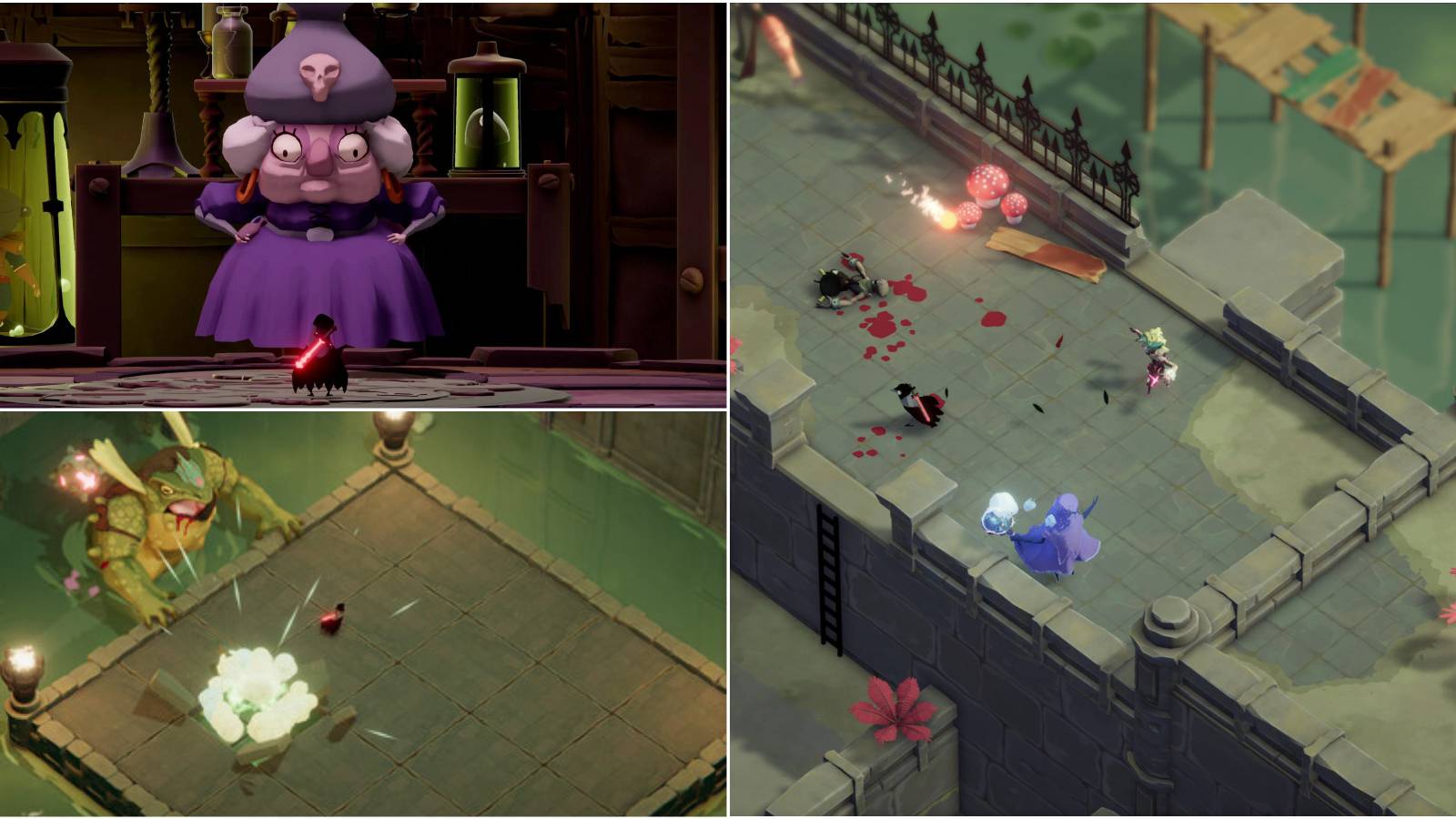 Player fighting various bosses in Death's Door.