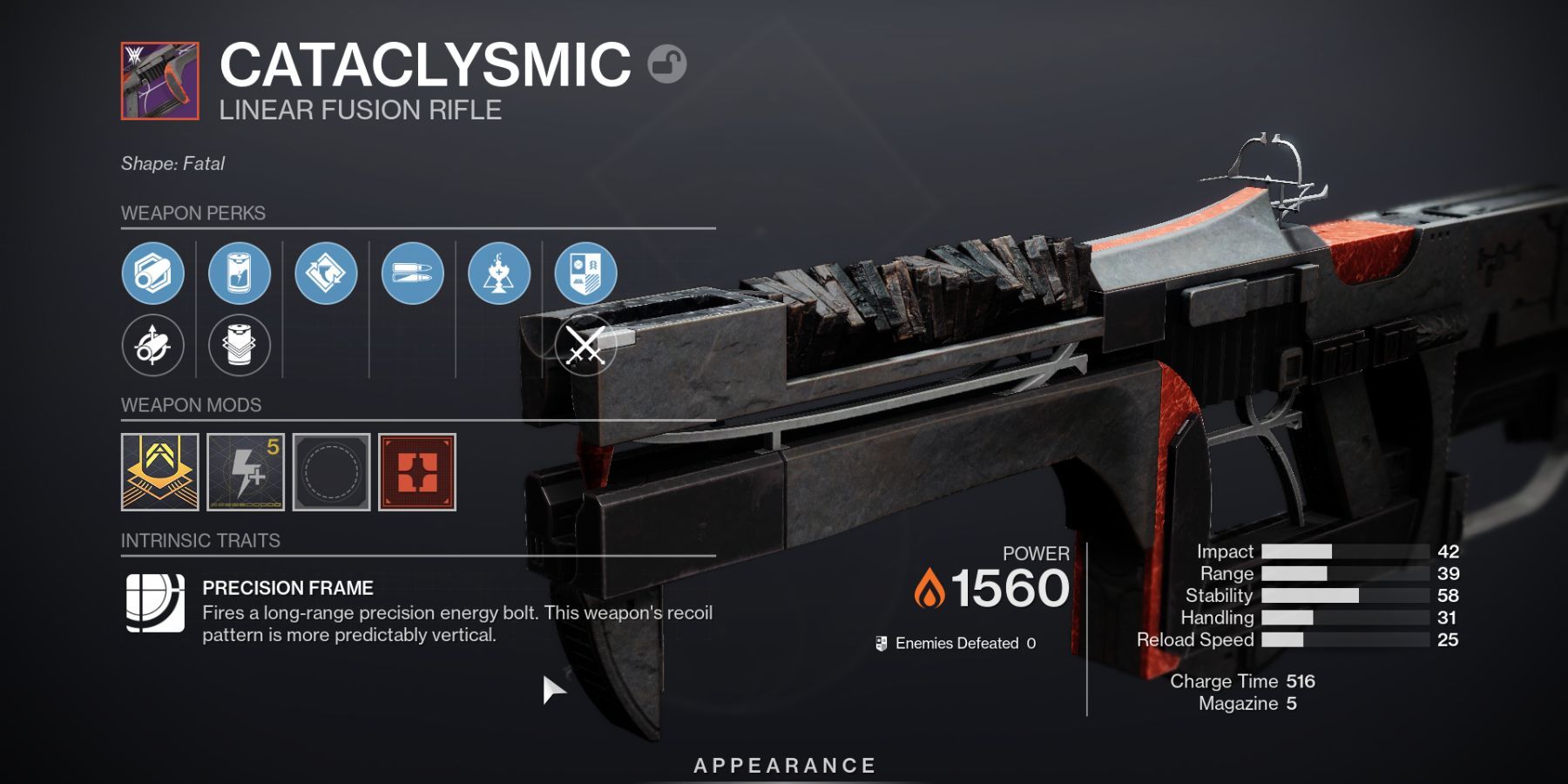 Destiny 2 Cataclysmic Linear Fusion Rifle