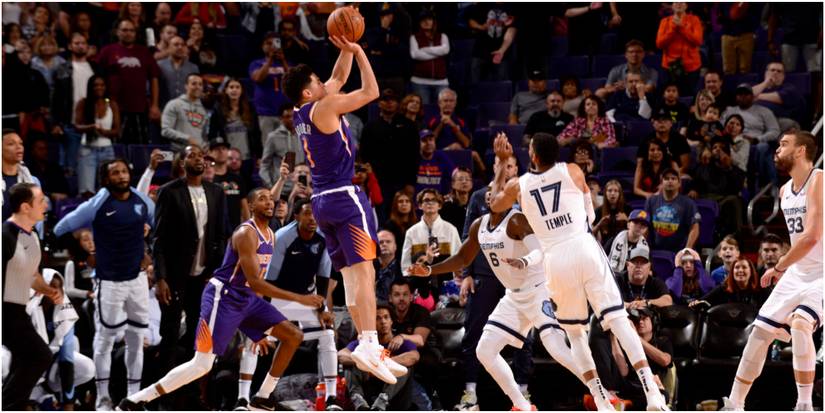 Devin Booker Pulling Off A Hop Shot After Posting Up