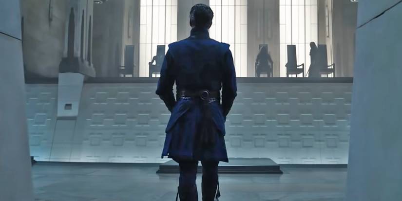 Doctor Strange stands before the Illuminati in Multiverse of Madness