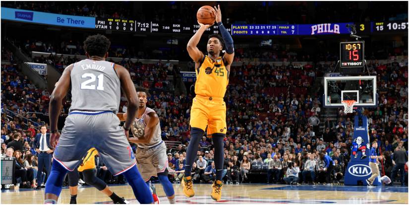 Donovan Mitchell Shooting From The Top Of The Ark