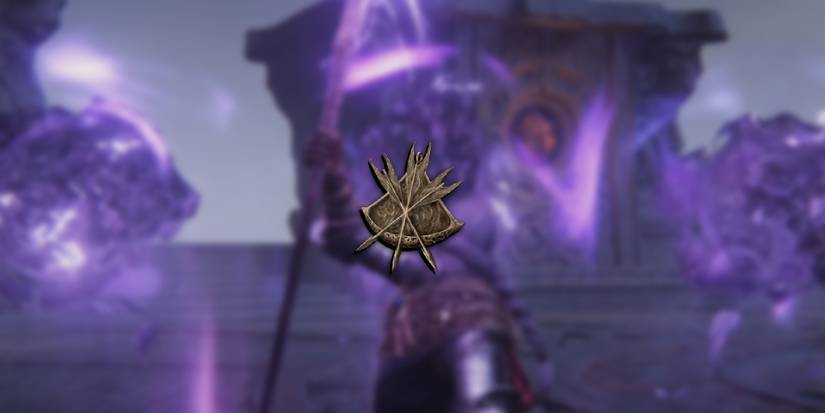 Elden Ring - Arrow's Reach Talisman Png Overlaid On Image Of Player Using Rock Sling Sorcery