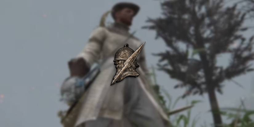 Elden Ring - PNG Of The Spear Talisman Overlaid On Image Of Player Using It With A Thrusting Sword