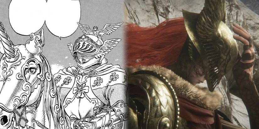 Elden Ring - Side By Side Comparison Of Farnese's Helmet in Berserk and Melania's Helmet in Elden Ring