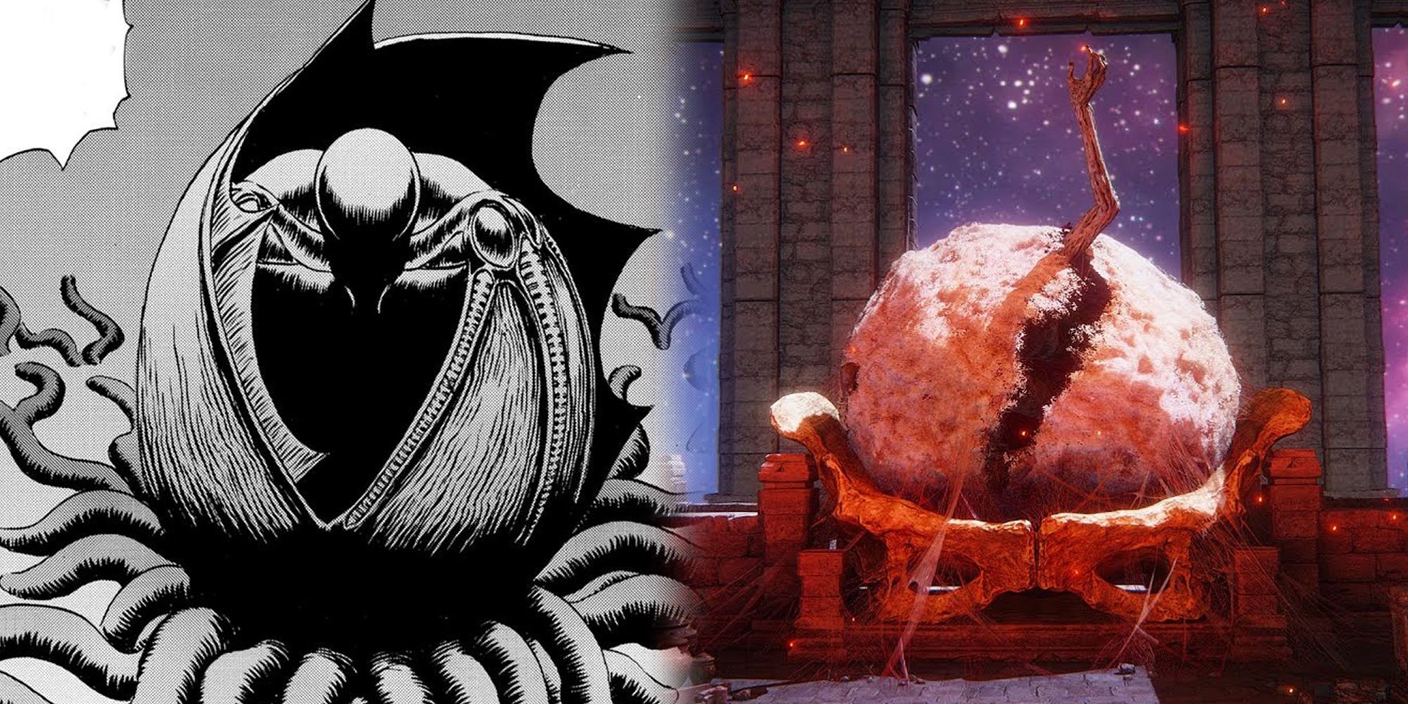 Elden Ring - Side By Side Comparison Of Femto Awakening In Berserk And Miquella's Cocoon