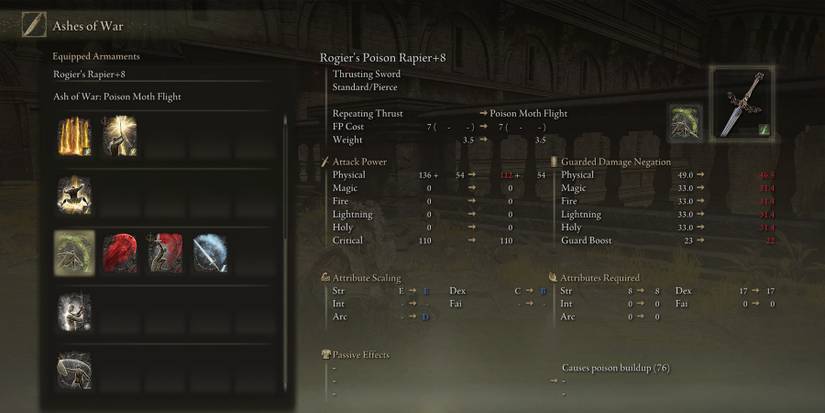 Elden Ring Poison Moth Flight Stats