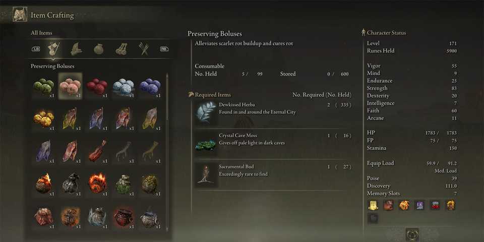 Elden Ring Preserving Boluses Recipe