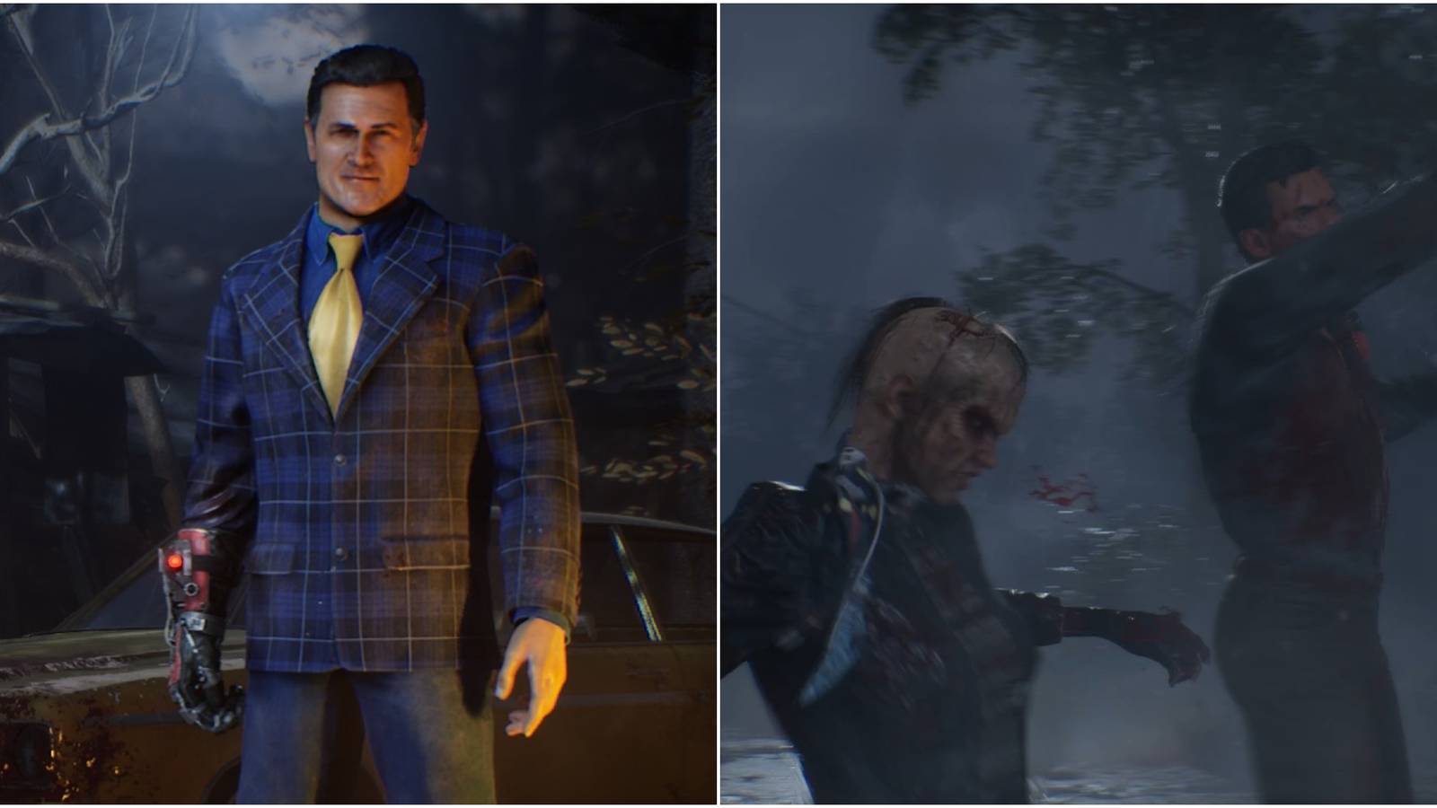 Evil Dead The Game Ash On main Screen And Fighting A Deadite