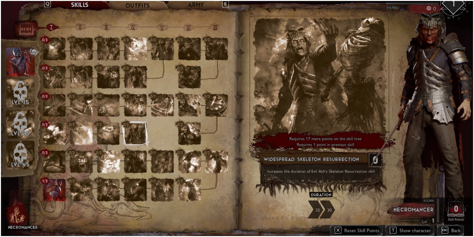 Evil Dead The Game Necromancer Skill Widespread Skeleton Resurrection Description