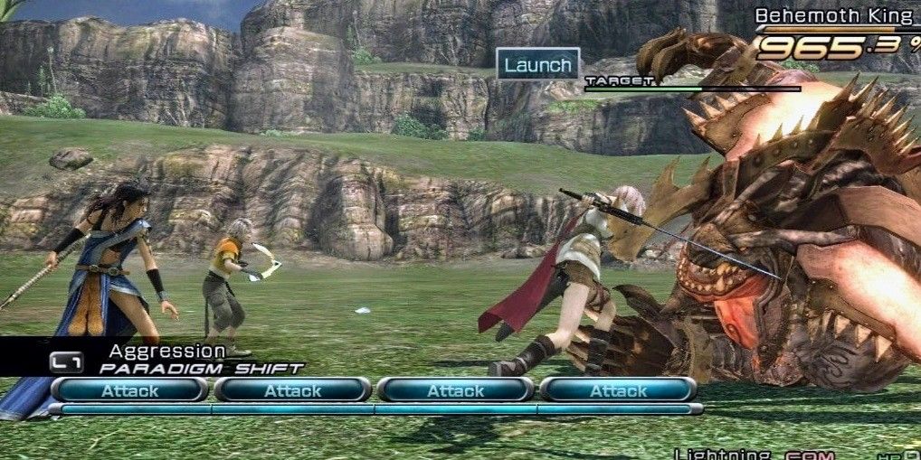 Final Fantasy 13: Lightning, Hope and Fang in battle on Gran Pulse