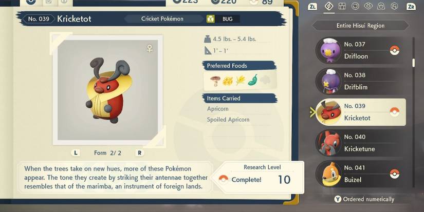 pokemon legends arceus kricketot