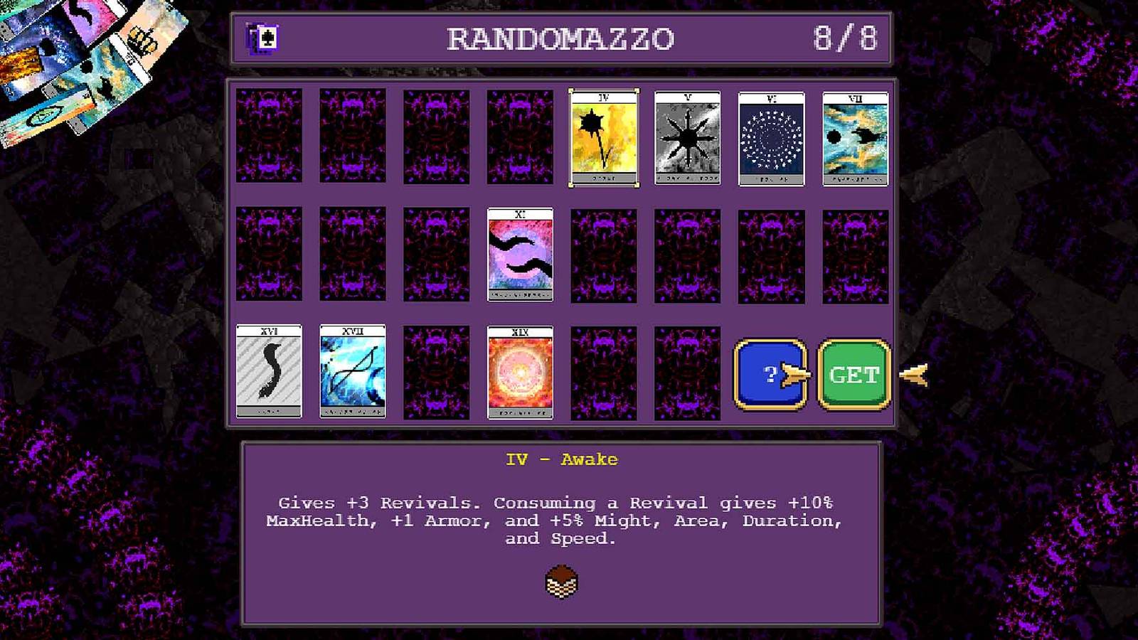 Arcanas in Vampire Survivors