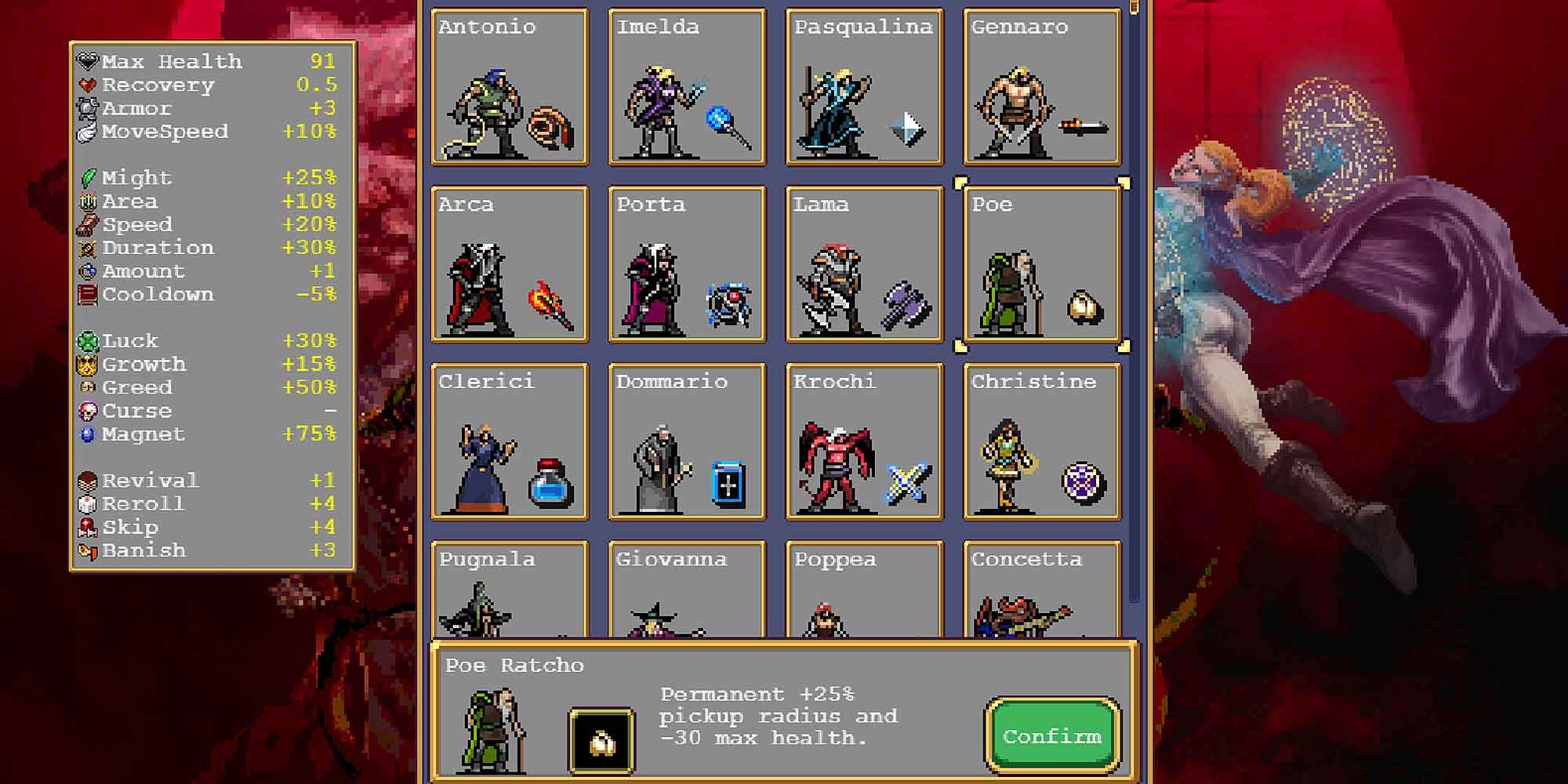 All the Weapons and their Evolutions from Vampire Survivors