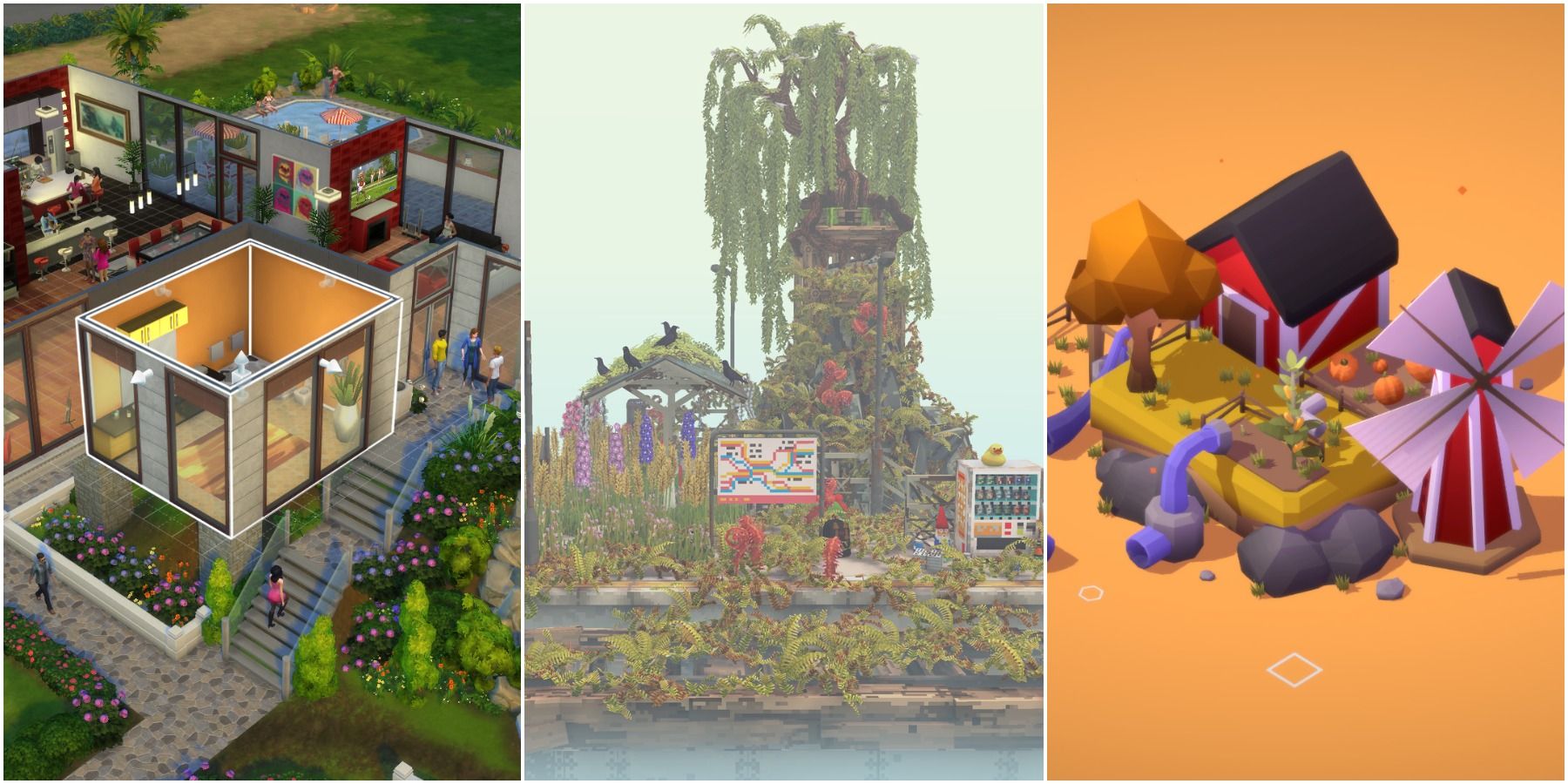 Рекомендуемое изображение для игр-песочниц, таких как статья Cloud Gardens. The Sims 4 и Sizeable включены.