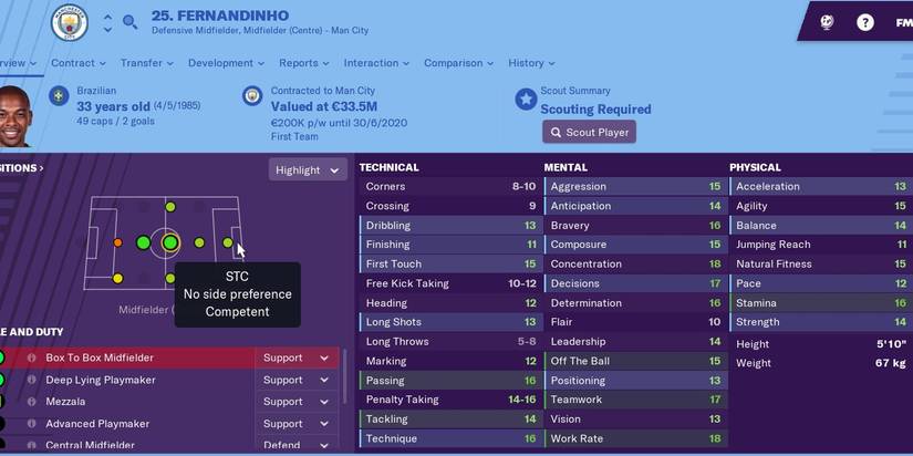 Fernandinho in Football Manager