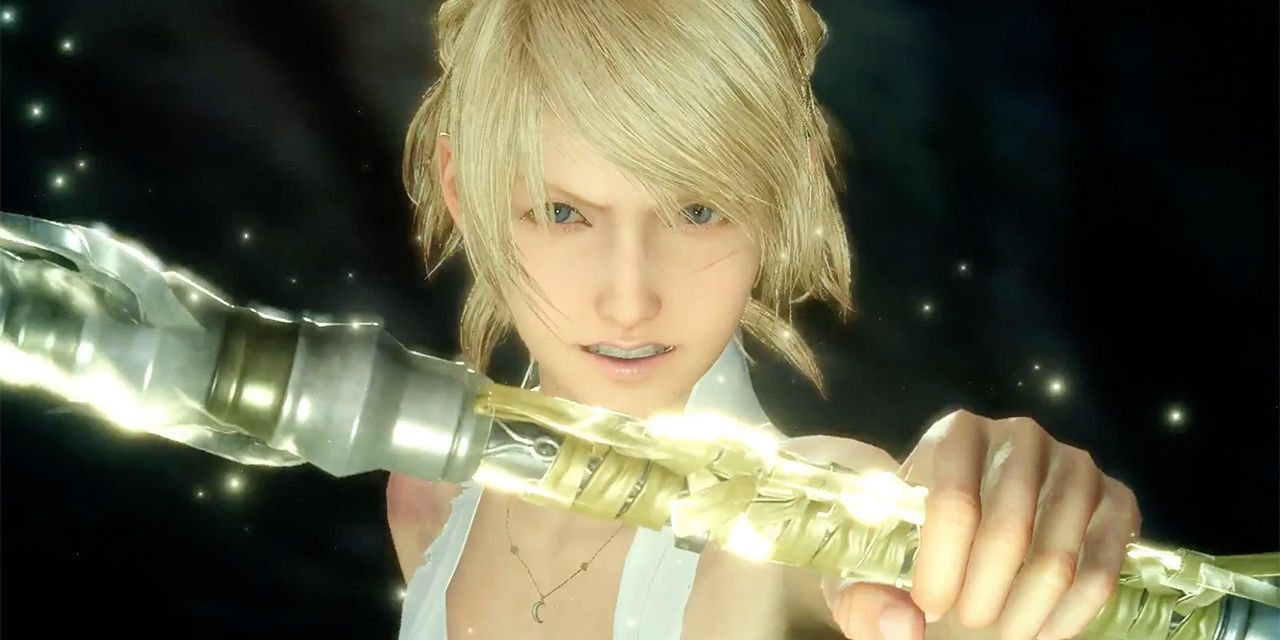 Final Fantasy 15: Lunafreya Nox Fleuret holding trident