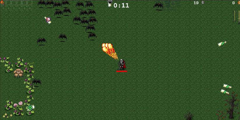 Arca starting a run in Green Acres in Vampire Survivors