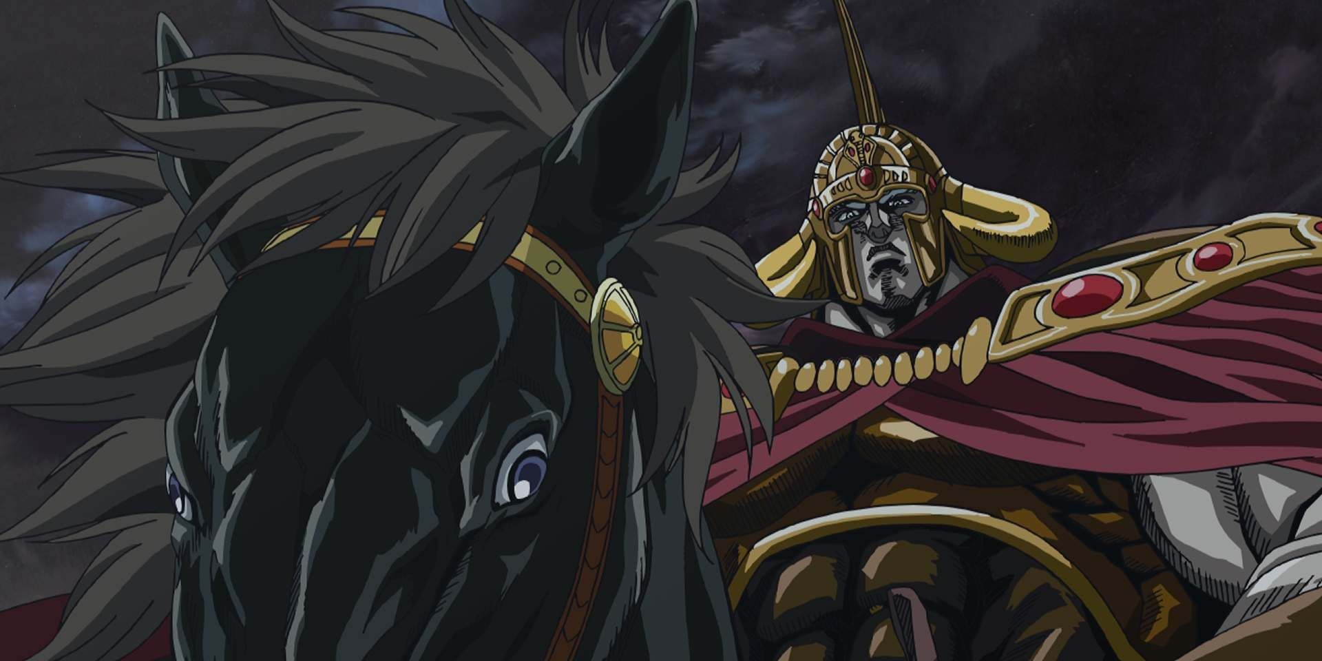 Raoh on his horse Kokuoh-Go in Fist of the North Star: Raoh Den