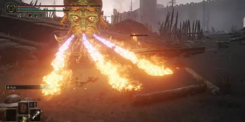 Player fighting a Flame Chariot in Elden Ring.