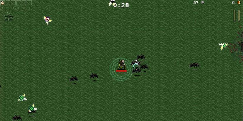 Poe starting a run in Green Acres in Vampire Survivors