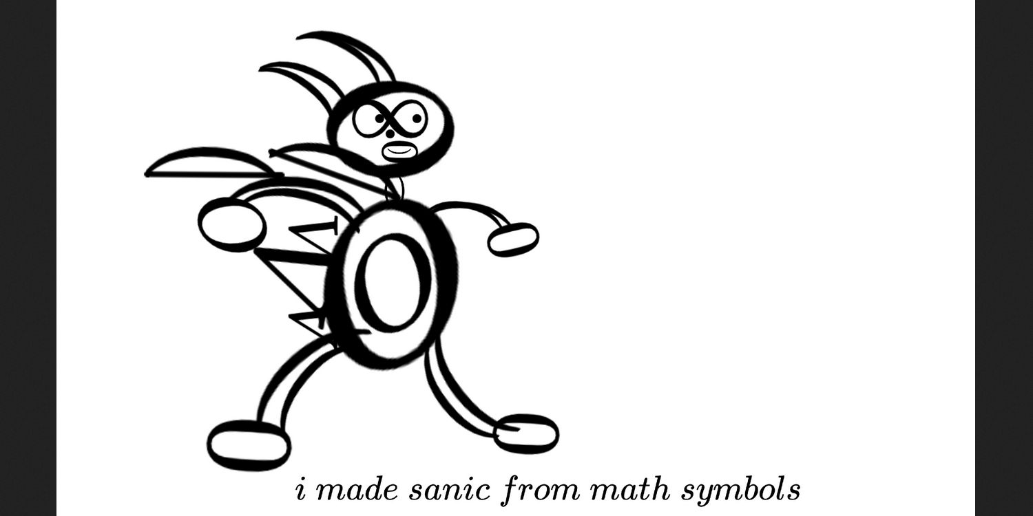 Sanic made with math symbols. Caption reads: "I made Sanic from Math Symbols" Image Source: Reddit.com