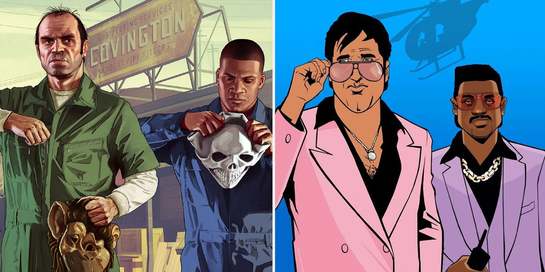 Grand Theft Auto Every Main Game's Cover Art, Ranked gta 5 and vice city featured image