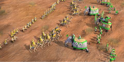 Great PvE Games - Age of Empires IV - Player attacks cavalry with elephants