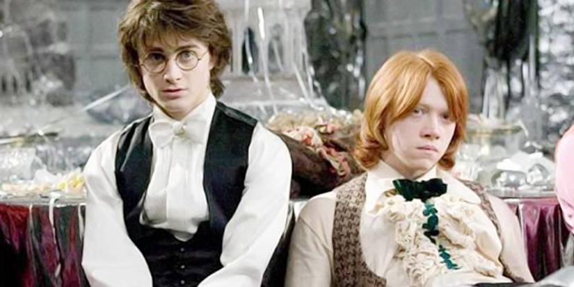 Harry and Ron at the ball in Goblet of Fire