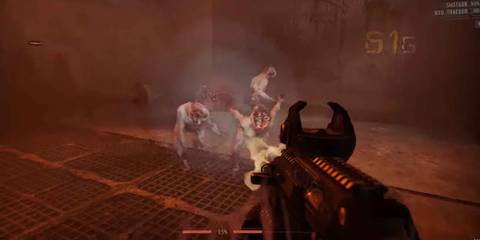 Using the Heavy SMG on a group of Striker in GTFO