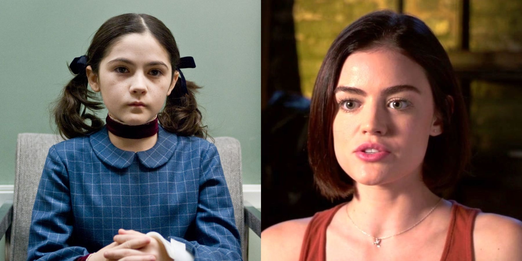 Split image of Esther in The Orphan and Olivia in Truth Or Dare