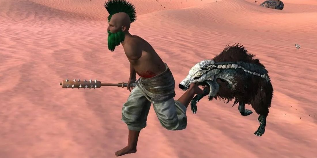 player with a dog in kenshi