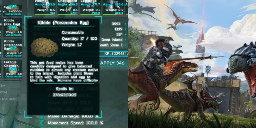 Kibble and a tamed dinosaur