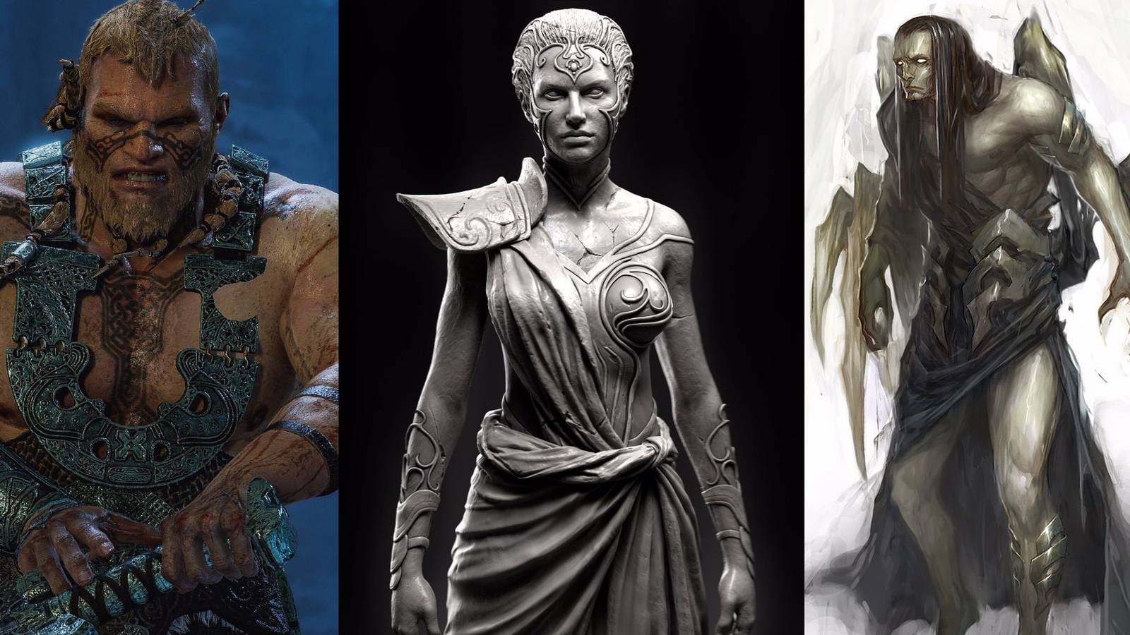 Banner Image Depicting Norse God Magni (Left) and Greek Gods Athena (middle) and Thanatos (Right)