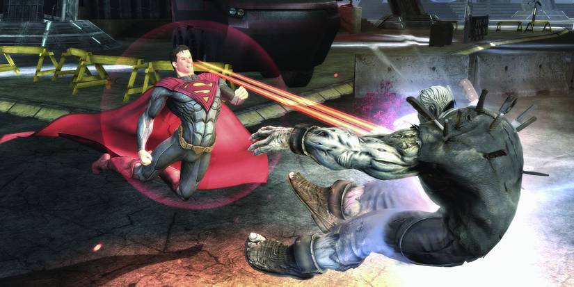 Superman using a laser beam on an opponent in Injustice: Gods Among Us