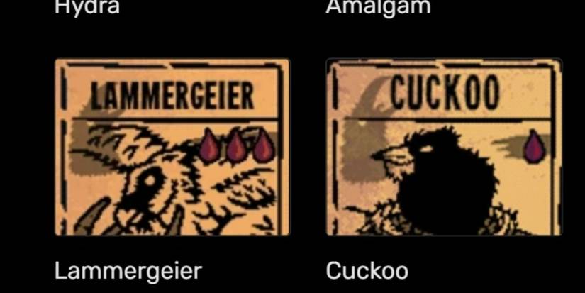 Creautres from the Avian Tribe in Inscryption