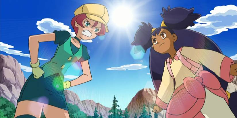 Iris facing off against Georgia in the anime