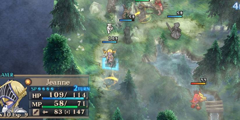 Jeanne d'Arc battle in foggy woods