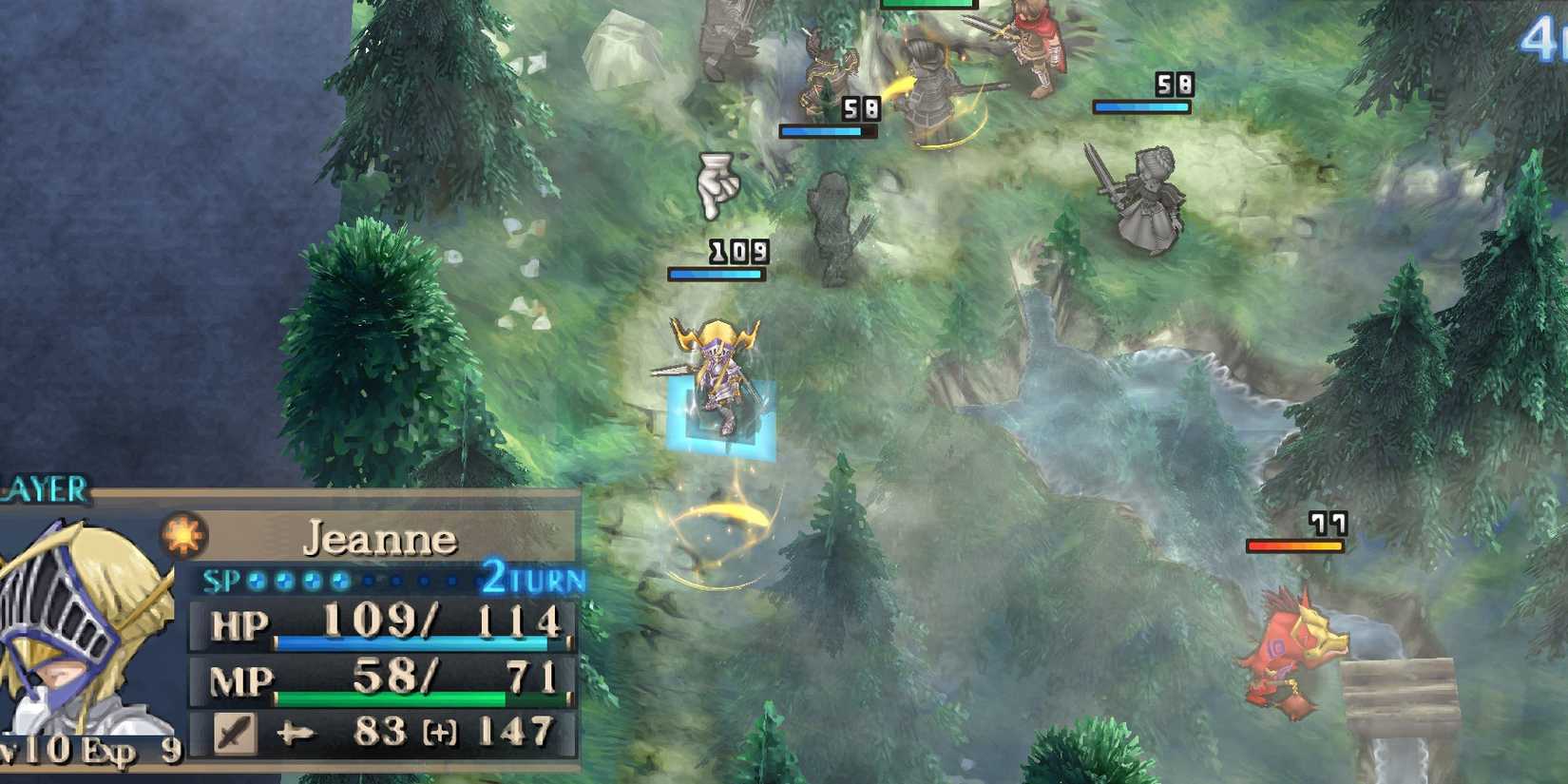 Jeanne d'Arc battle in foggy woods