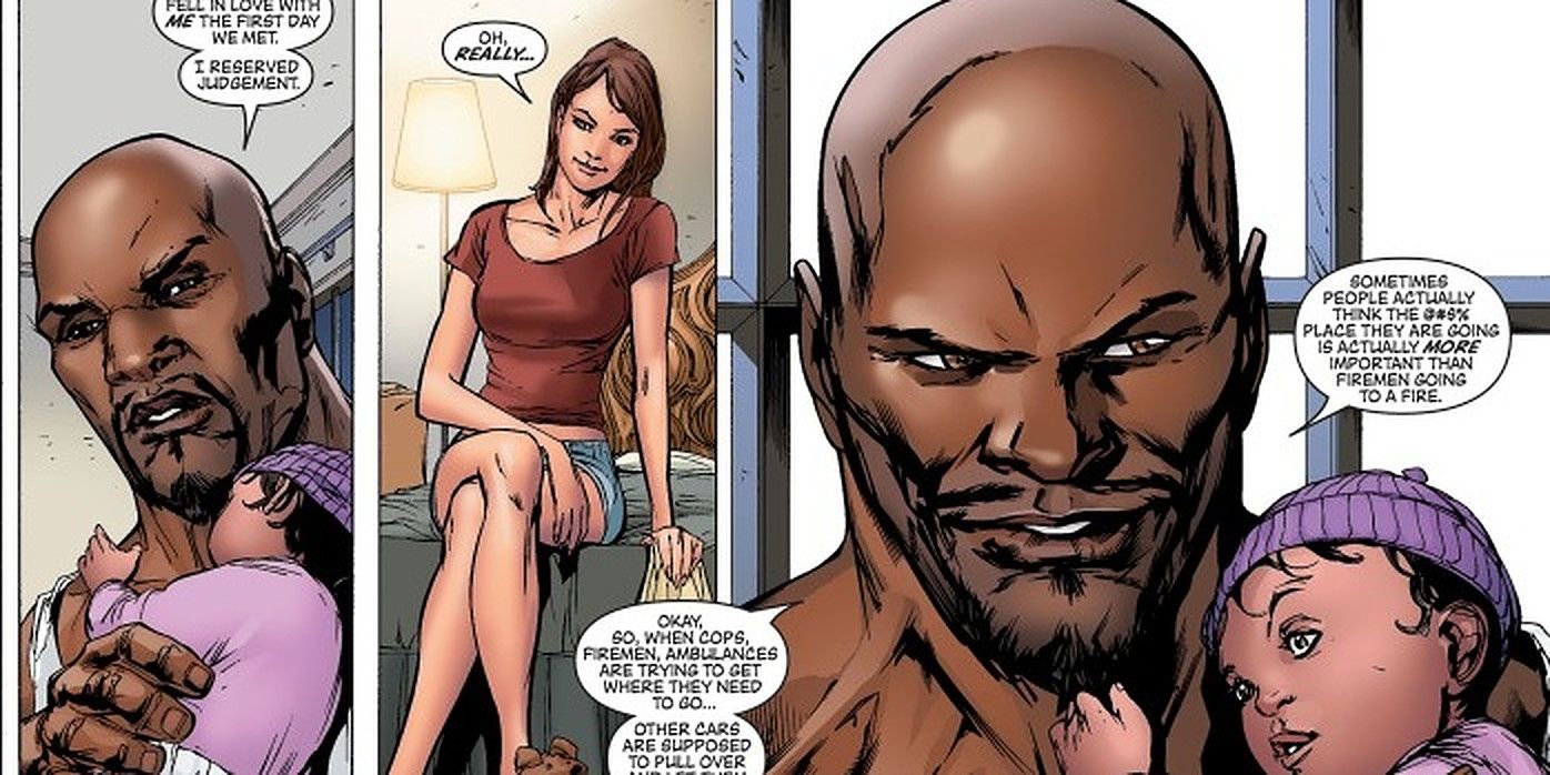 Jessica and Luke with their daughter in the comics