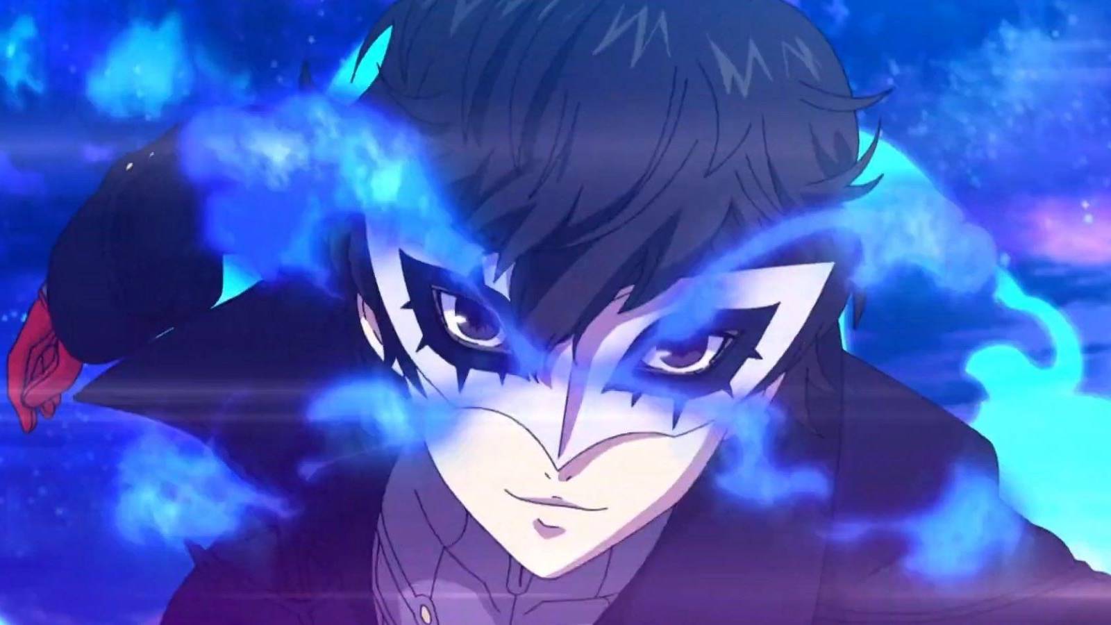 Joker about to summon his Persona in the Persona 5 Strikers intro animation