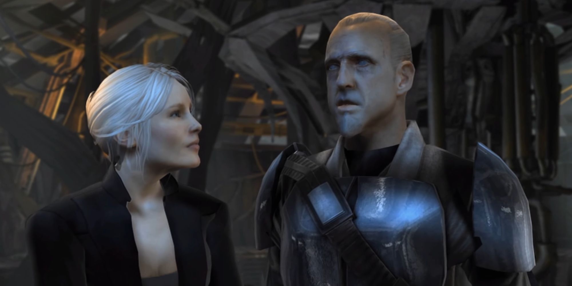 Juno Eclipse speaking with Rahm Kota in The Force Unleashed