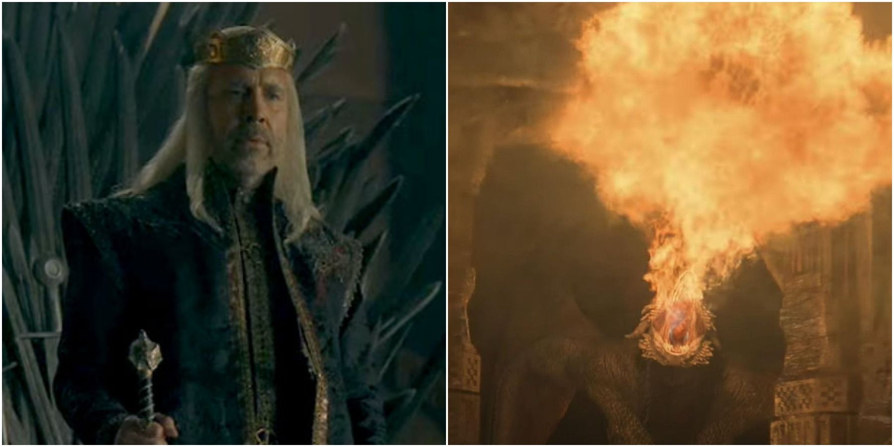 King Viserys & A Targaryen Dragon Breathing Fire
