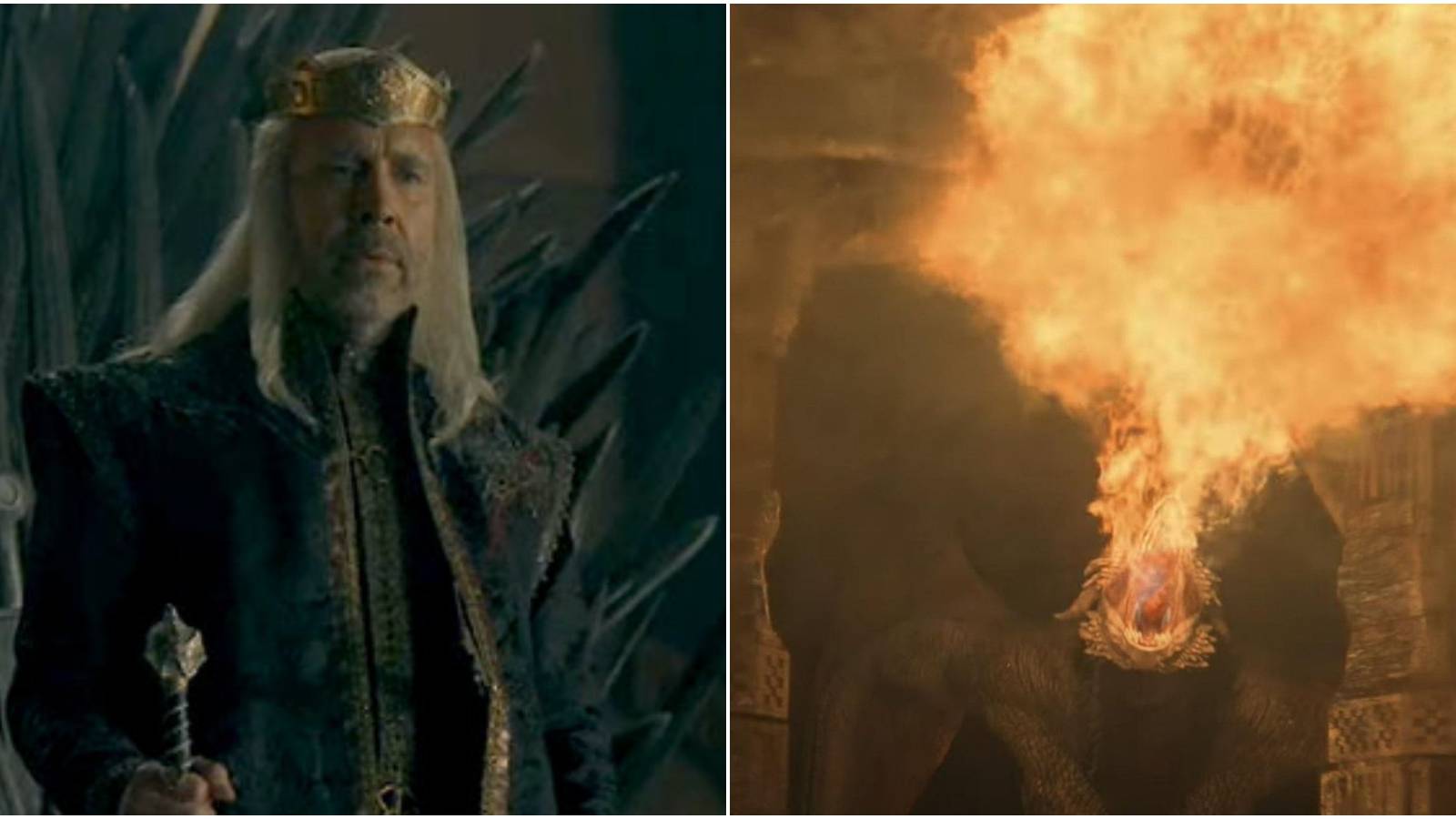 King Viserys & A Targaryen Dragon Breathing Fire