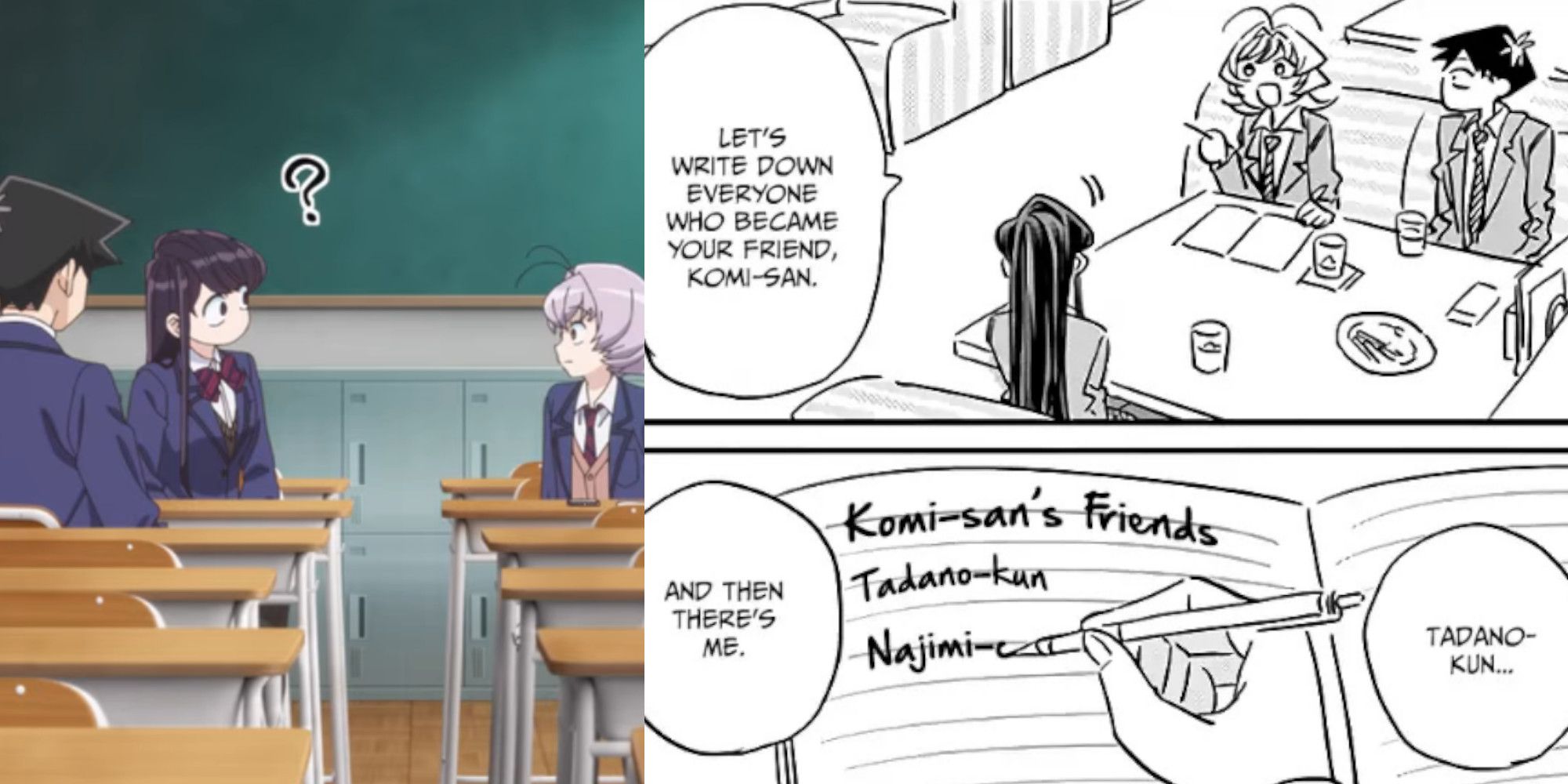 Komi Can't Communicate Notebook Komi, Tadano and Najimi Manga vs Anime