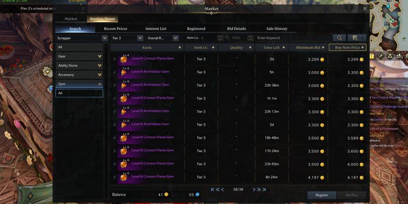 Lost Ark - A Sample Of The Higher-Level Tier 3 Gem Prices On The Market