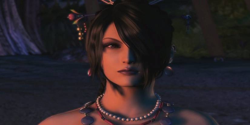 Lulu scolding Wakka in Besaid in Final Fantasy 10