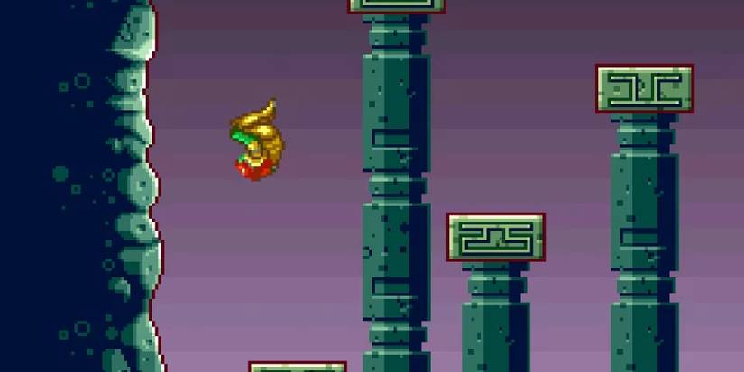 Samus spin-jumping onto platforms in Chozo Ruins in Metroid Zero Mission